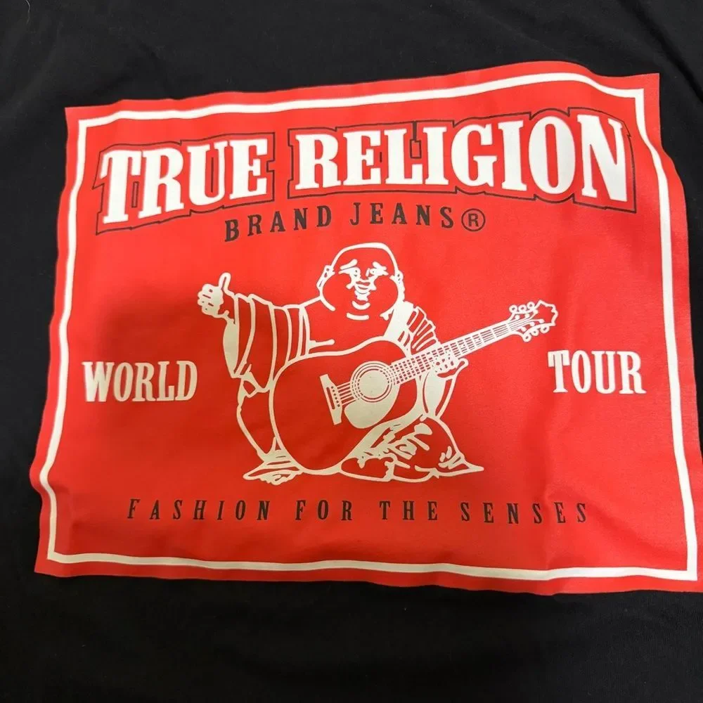 True Religion Red Buddah Graphic Streetwear  Black Tee L